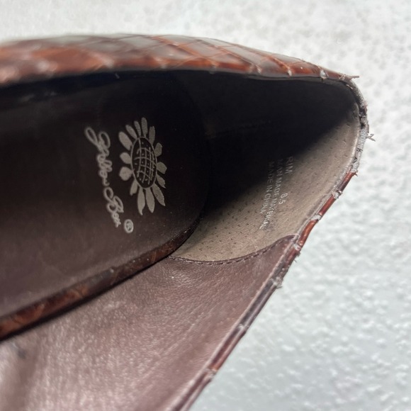 Yellow Box Brown‎ Peep Toe Heels Croc Embossed Pumps Party Shoes 8.5 - Picture 5 of 5